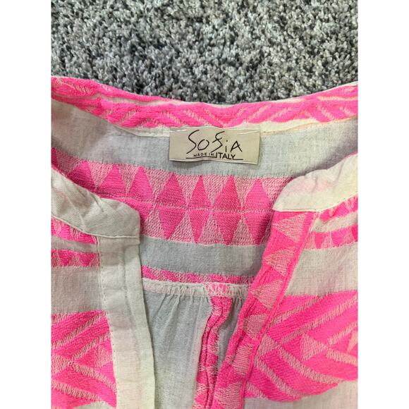 Sophia Tori Dress Hot Pink Women’s S/M, Flowy BohoCore Embroidered Made in Italy - Picture 6 of 10